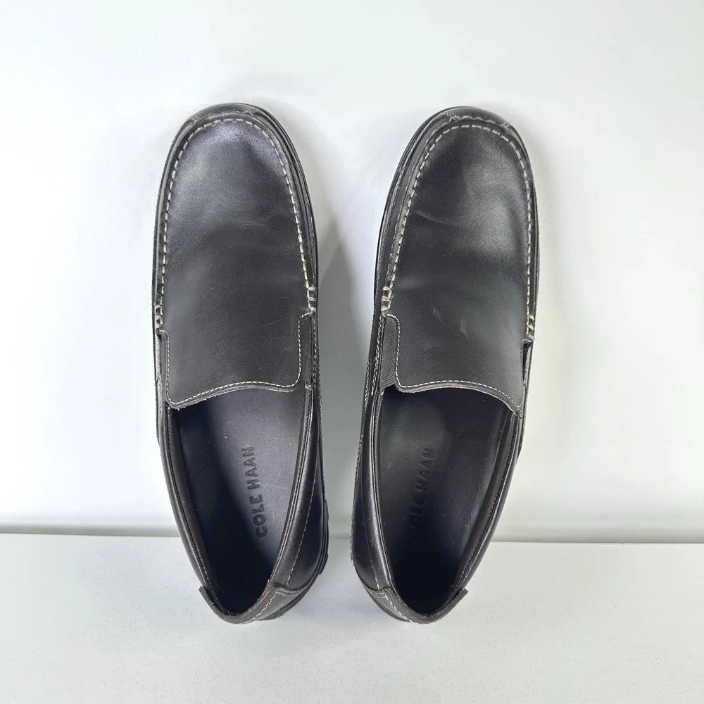 Cole Haan Driving Loafers Shoes Brown Leather CO4059 Slip‎ On Moccasins Mens 8.5